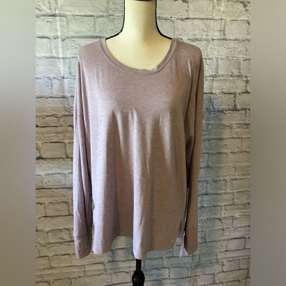 All In Motion - Women’s Plus Light Pink & Gray Long Sleeve Tee - Picture 1 of 5